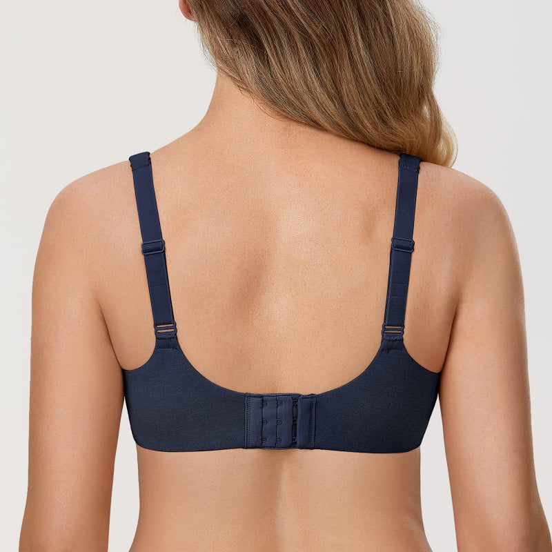 DELIMIRA Minimizer Bras for Women Full Coverage Plus Size Underwire Unlined Supportive Seamless Bra Sapphire Heather 34E - Image 2
